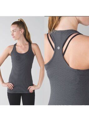 Lululemon | Cool Racerback Mini Pop Stripe Black Heathered Slate | Size 2